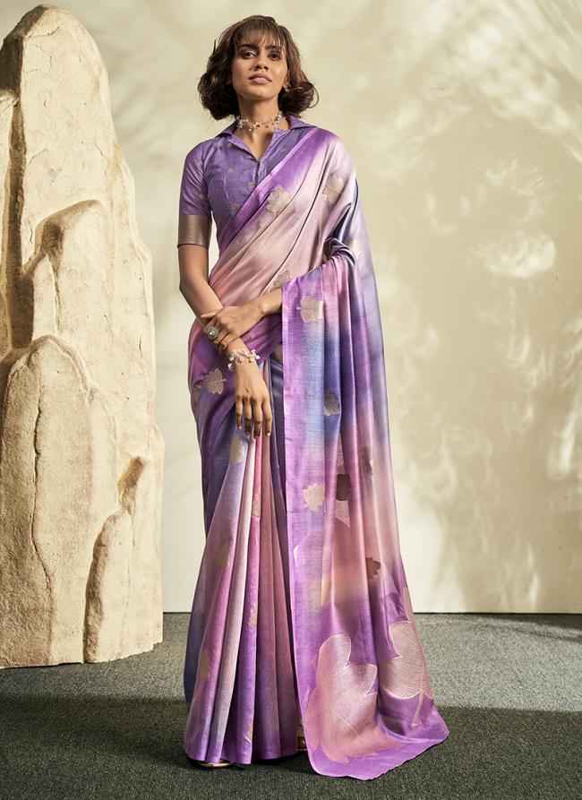 Khadi Purple Party Wear Handloom Saree